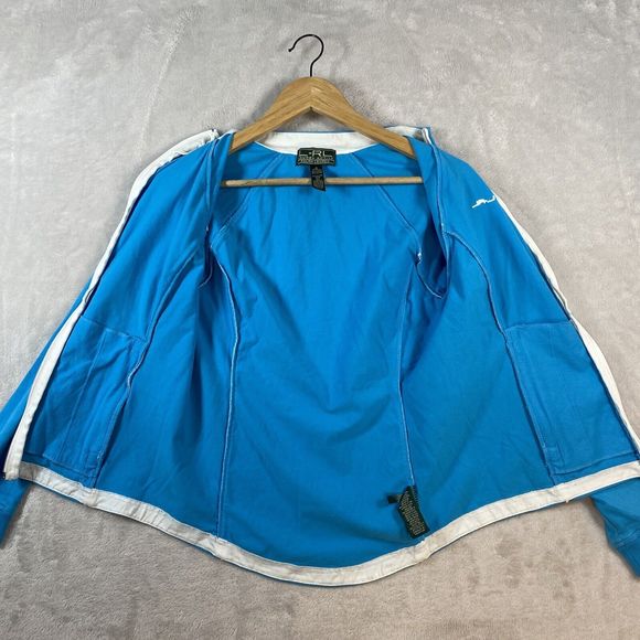 Ralph Lauren Active Jacket Womens‎ Small Blue Full Zip Pockets Designer Preppy - Picture 6 of 6